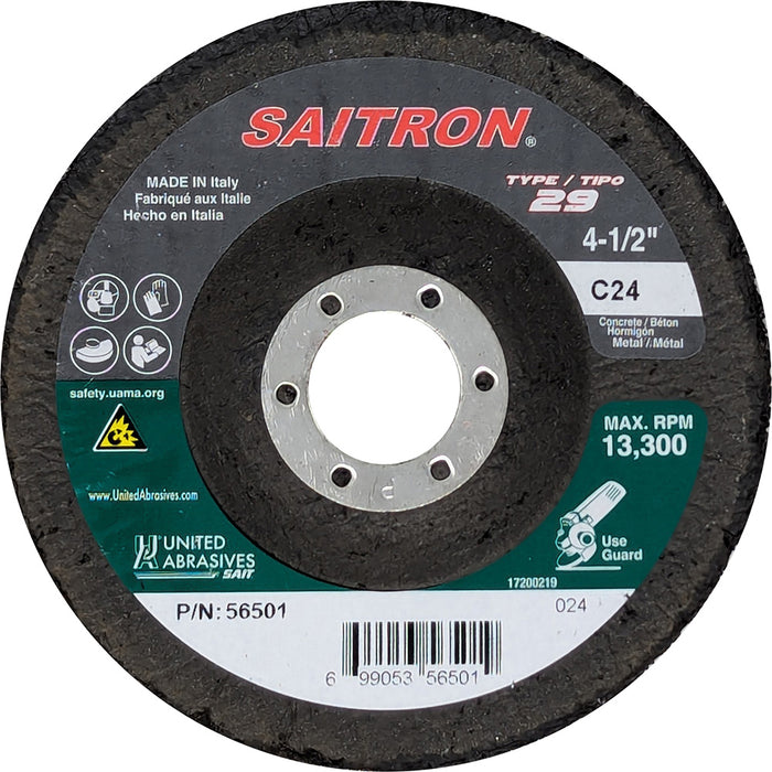 United Abrasives - Sait 56501 Saitron 4-1/2" Aggressive Grinding Wheel - Image 1
