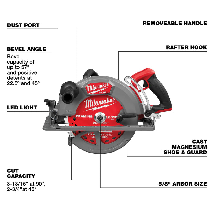 Milwaukee 3026-20 M18 FUEL 10-1/4" Rear Handle Circular Saw (Tool Only) - Image 3