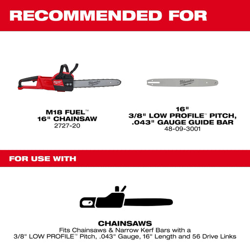 Milwaukee 49-16-2715 16" Chainsaw Replacement Chain - Image 2