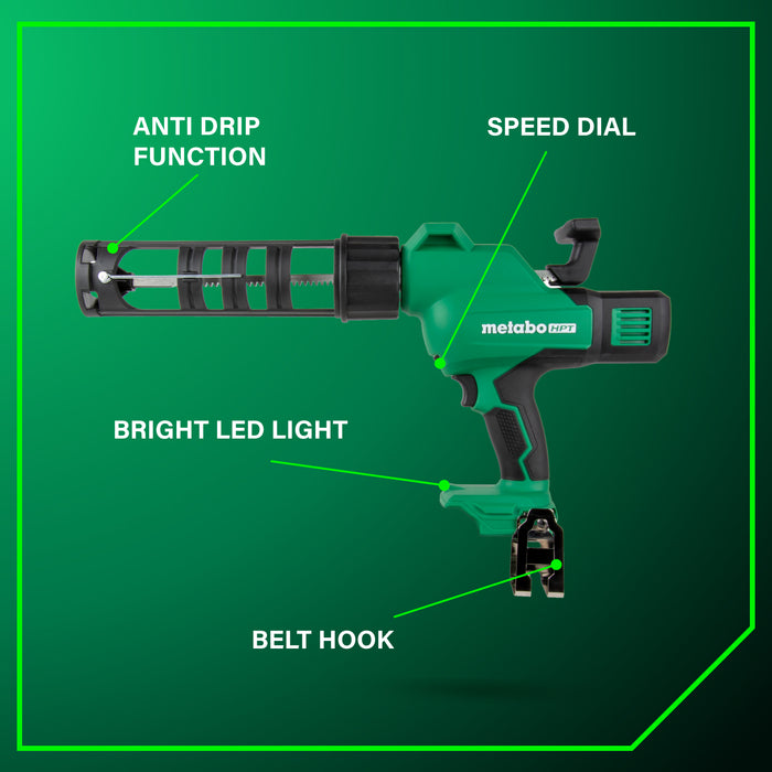 Metabo HPT AC18DAQ4 18V MultiVolt Cordless High-Capacity Caulking Gun (Tool Only) - Image 4