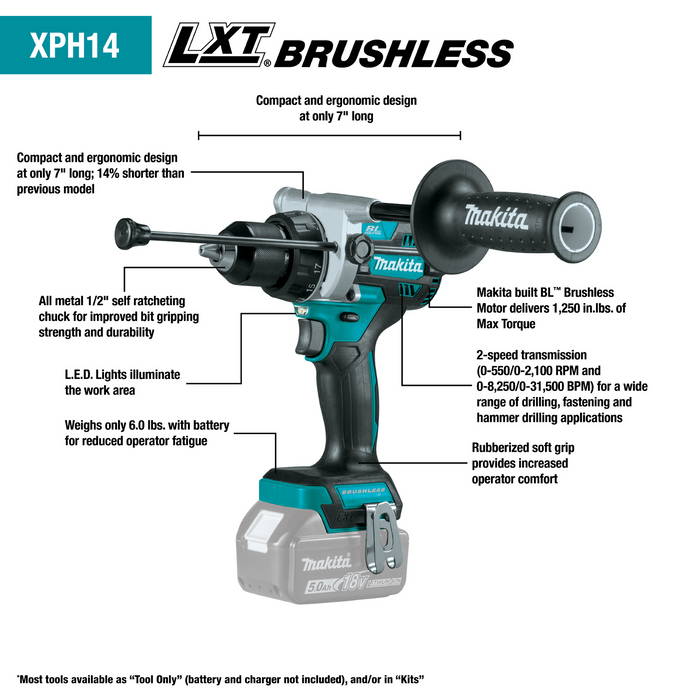 Makita XT617T 18V LXT Cordless 6-Pc Combo Kit - Image 8