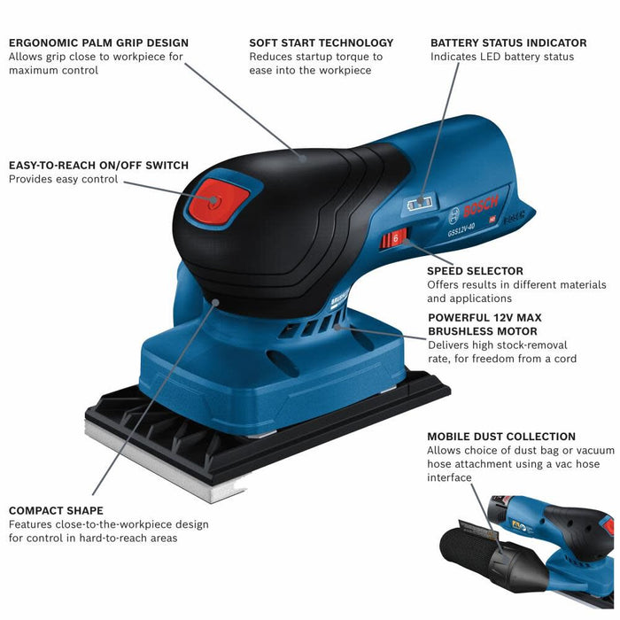Polisher Bosch Cordless Sander 12v Bosch GSS12V-40N 12V Orbital
