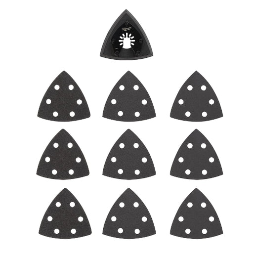 Milwaukee 49-25-2009 10 Piece 3-1/2Ó Triangle Sanding Pad and Sandpaper Set - Image 1