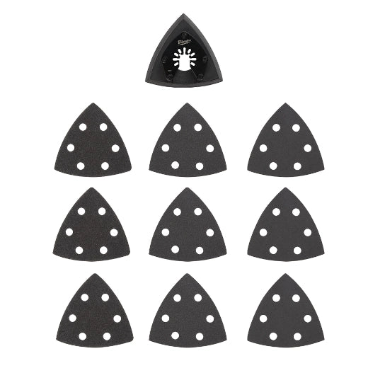 Milwaukee 49-25-2009 10 Piece 3-1/2Ó Triangle Sanding Pad and Sandpaper Set - Image 1