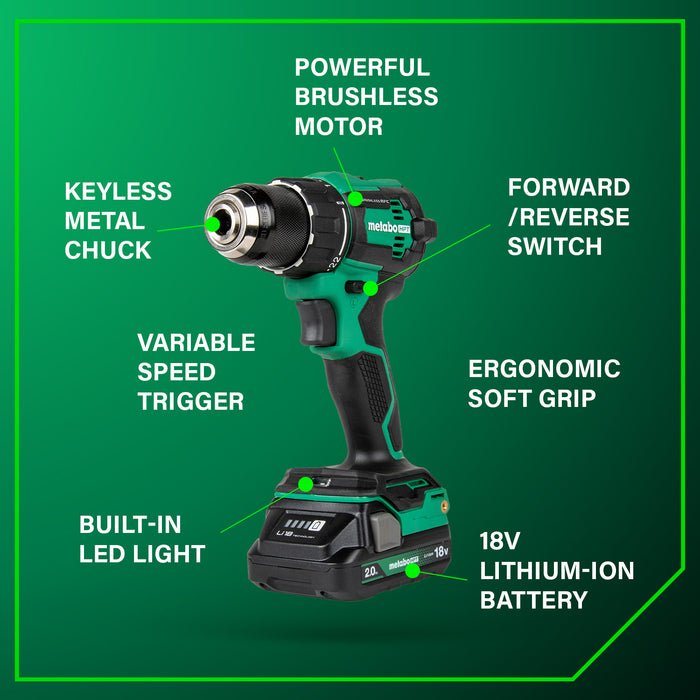 18V MultiVolt 1/2" Cordless Brushless Driver Drill Kit - Image 3