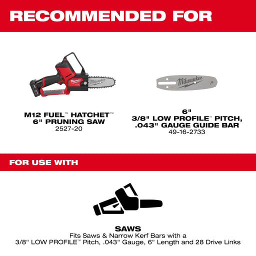 Milwaukee 49-16-2732 6" Pruning Saw Replacement Chain - Image 2