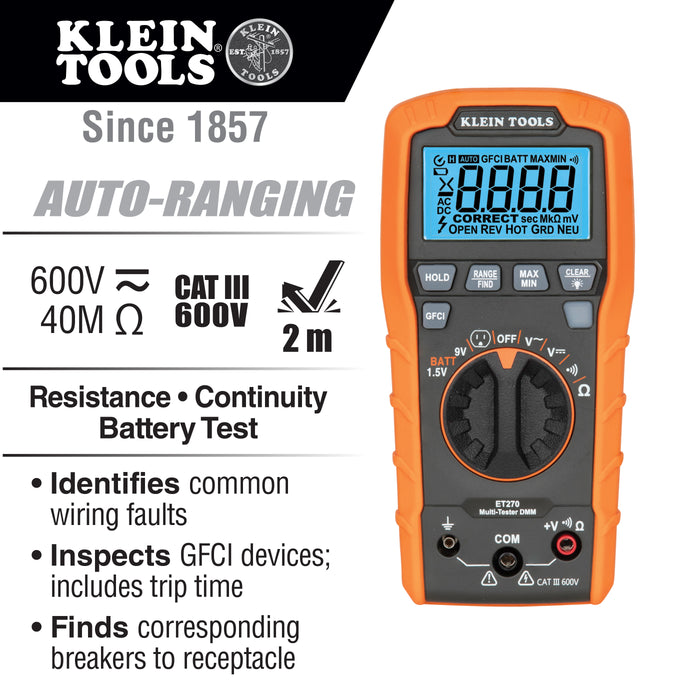 Klein ET270 Auto-Ranging Digital Multi-Tester - Image 4