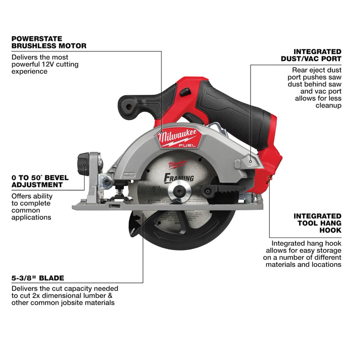 Milwaukee 2521-20 M12 Fuel 5-3/8" Circular Saw (Tool Only) - Image 3