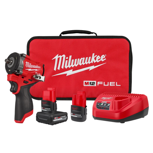 Milwaukee 2562-22 M12 FUEL Stubby 3/8" Impact Wrench Kit - Image 1
