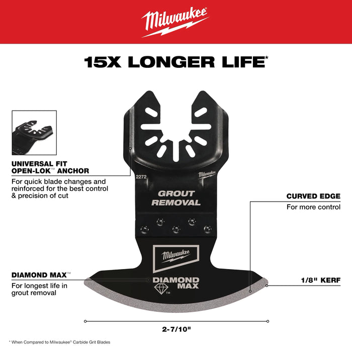Milwaukee 49-25-2272 DIAMOND MAX Diamond Grit Grout Removal Oscillating Multi-Tool Blade - Image 2