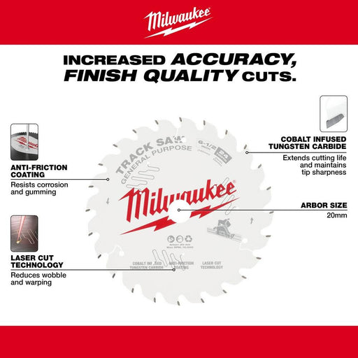 Milwaukee 48-40-0624 6-1/2" 24T General Purpose Track Saw Blade - Image 2