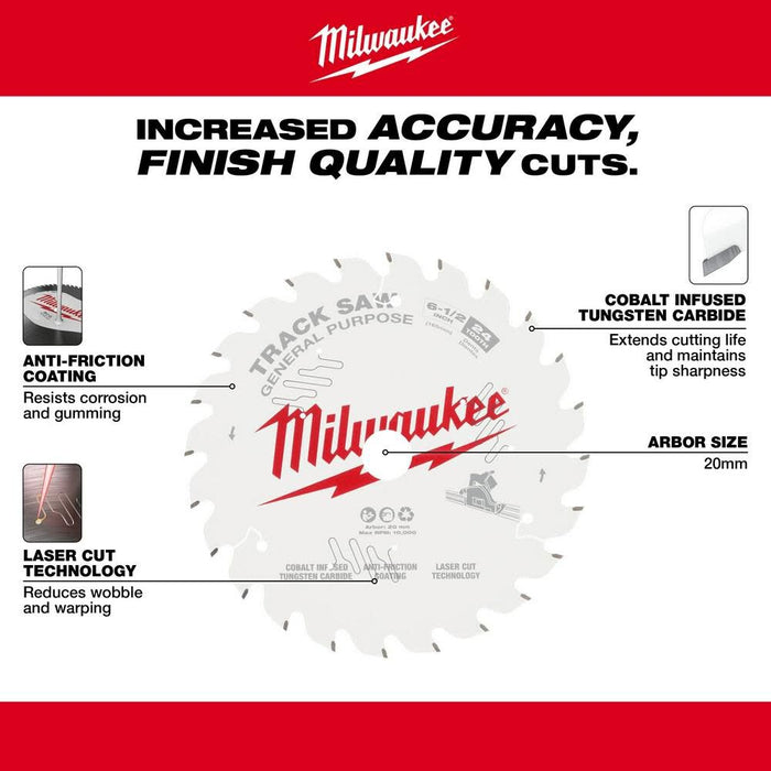 Milwaukee 48-40-0624 6-1/2" 24T General Purpose Track Saw Blade - Image 2