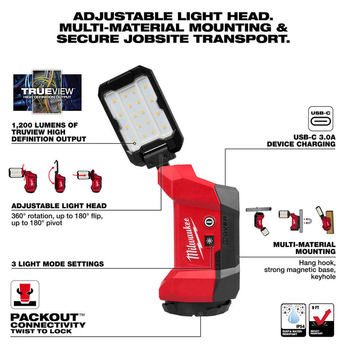 Milwaukee 2359-20 M18 ROVER Compact Folding Flood Light - Image 3