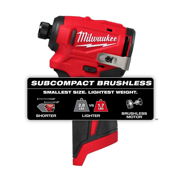 Milwaukee 3450-20 M12 Subcompact Brushless 1/4" Hex Impact Driver (Tool Only) - Image 3