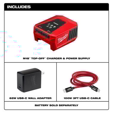 Milwaukee 2847-20 M18 TOP-OFF Charger & Power Supply - Image 2