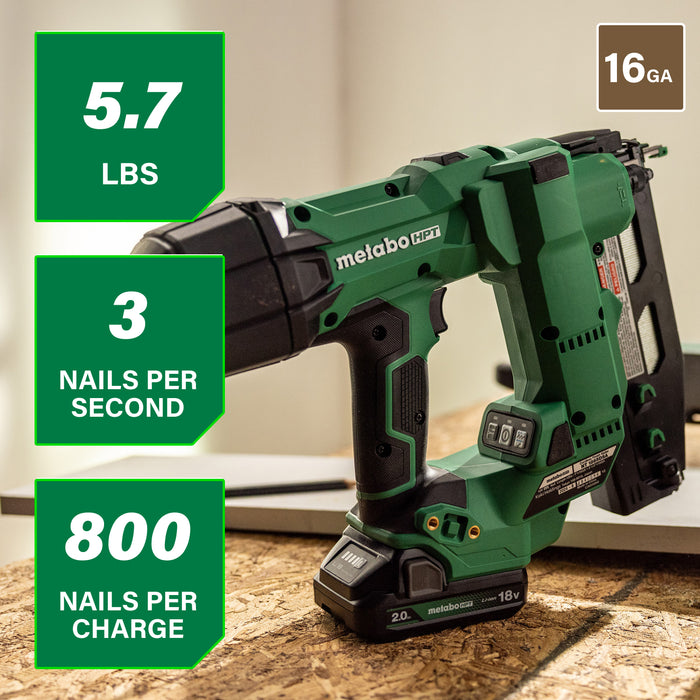 Metabo HPT NT1865DSAM 18V MultiVolt Pro 16-GA Straight Finish Nailer - Image 2