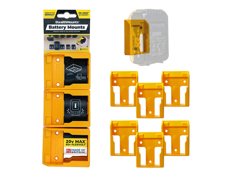 StealthMounts DeWalt Yellow Battery Mount 6 Pack - Image 1
