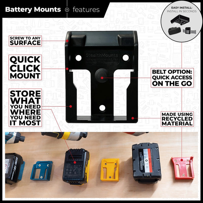StealthMounts DeWalt Yellow Battery Mount 6 Pack - Image 2