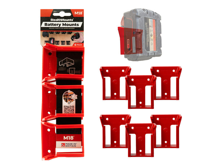 StealthMounts Milwaukee Red Battery Mount 6 Pack - Image 1