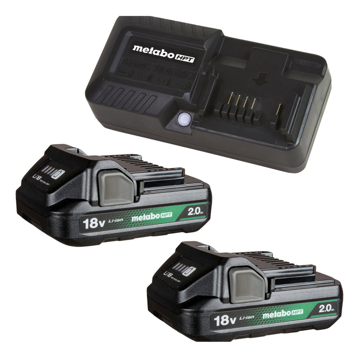 Metabo HPT UC18YKSLQBYM 18V / 2.0Ah Batteries and Charger Kit - Image 1