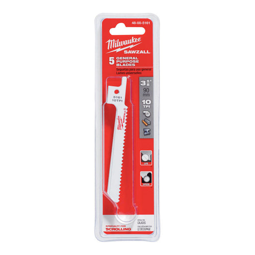 Milwaukee 3-5/8" x 10 TPI Metal Scroll Cutting Sawzall Blades