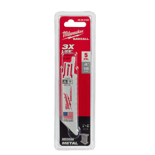 Milwaukee 4" x 18 TPI Metal Cutting Sawzall Blades - Image 1