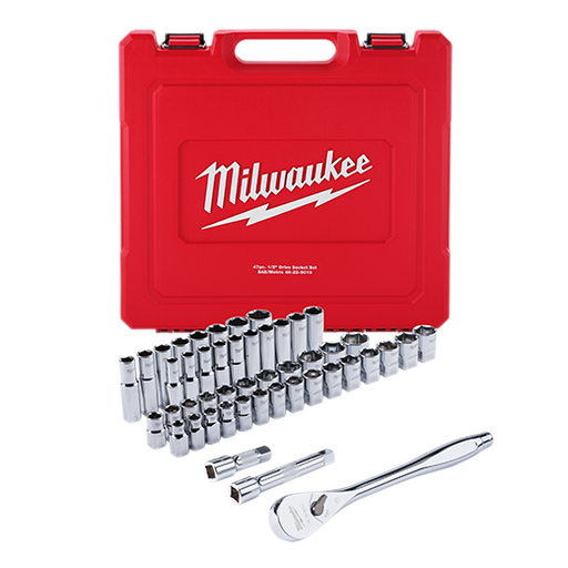 Milwaukee 48-22-9010 1/2" Drive 47pc Ratchet and Socket Set Ð SAE & Metric - Image 1