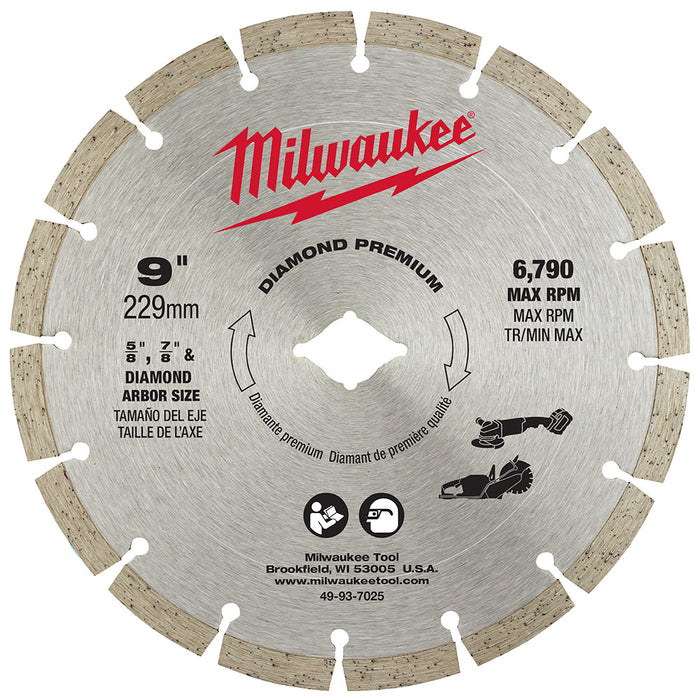 Milwaukee 49-93-7025 9" Diamond Premium Segmented Cutting Blade - Image 1