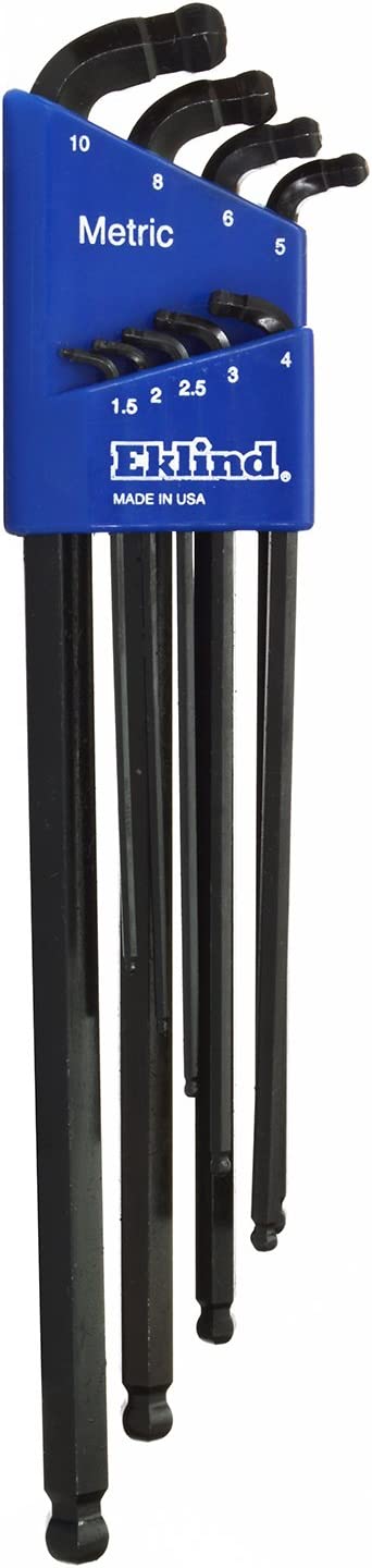 Eklind 9-tlg. Doppelball-Innensechskantschlüssel Set Extra Lang – 1,5–10 Mm | Made In USA, Mit Halter, Für Enge Räume