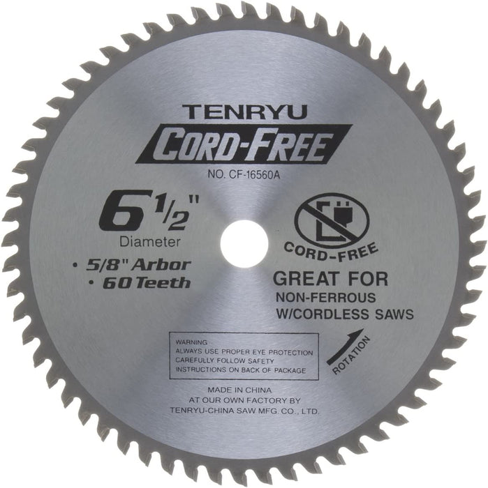 Tenryu CF-16560A 6-1/2" Cord-Free Non-Ferrous Saw Blade - Image 1