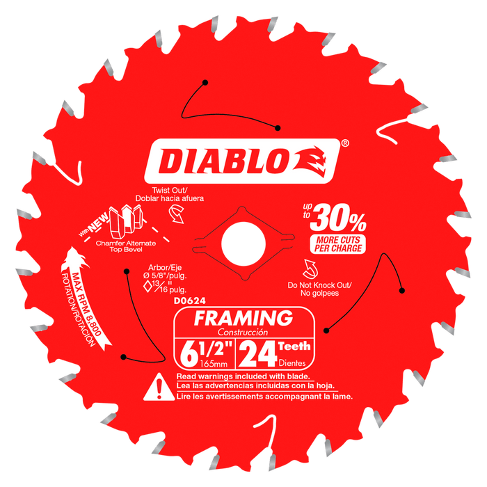 Diablo D0624X 6-1/2" x 24 Tooth Framing Saw Blade - Image 1
