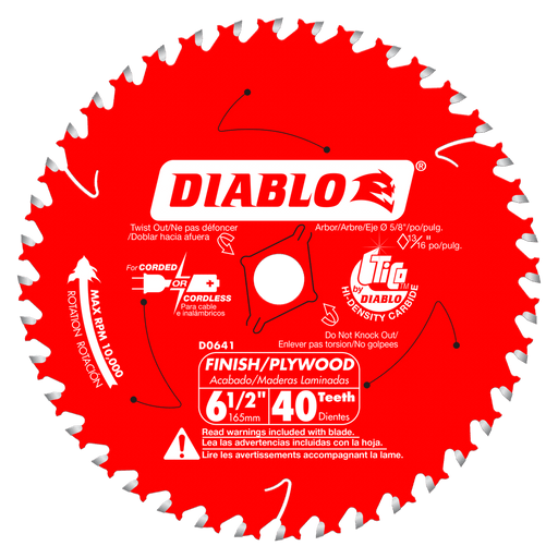 Diablo D0641X 6-1/2" x 40 Tooth Finish Saw Blade - Image 1