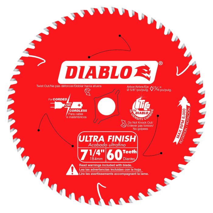 Diablo D0760A 7-1/4" x 60 Tooth Ultra Finish Saw Blade - Image 1