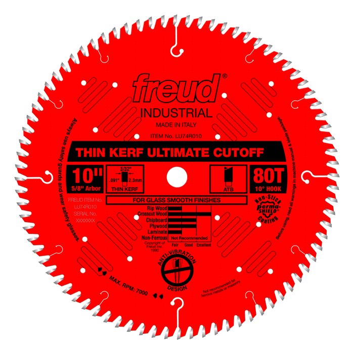 Freud LU74R010 10" Coated Ultimate Thin Kerf Saw Blade