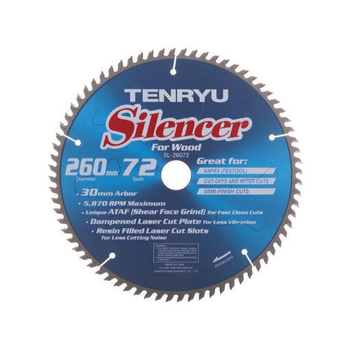Tenryu SL-26072 260mm Silencer-Series Saw Blade - Image 1