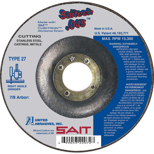 United Abrasives - Sait 22072 4-1/2" x 0.045" High Performance Cutting Wheel