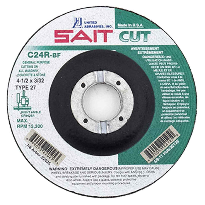United Abrasives - Sait 22025 4-1/2" x 3/32" Concrete Cutting Wheel
