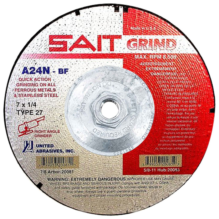United Abrasives - Sait 20085 7" x 1/4" Quick Action Grinding Wheel