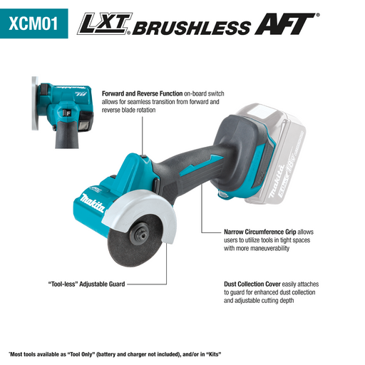Makita XCM01Z 18V Cordless 3" Cut-Off Tool (Tool Only) - Image 2