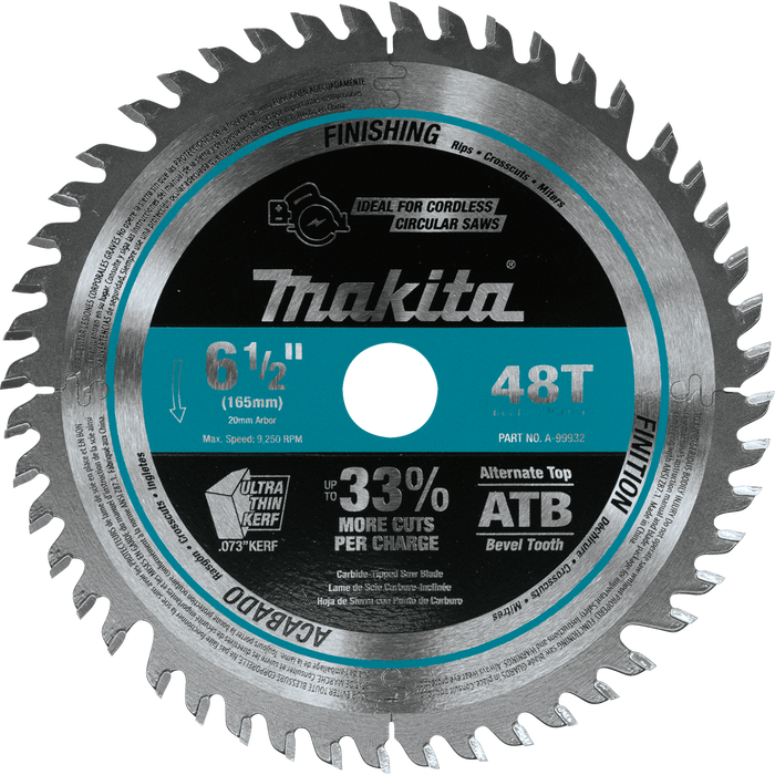 Makita A-99932 6-1/2" 48T Carbide-Tipped Cordless Plunge Saw Blade - Image 1