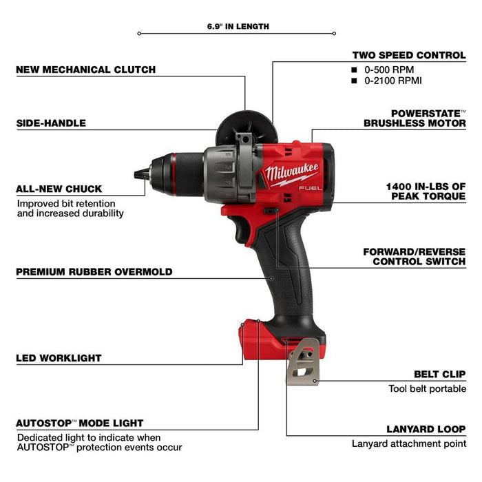 Milwaukee 2904-20 M18 Fuel 1/2" Hammer Drill-Driver (Tool Only) - Image 2