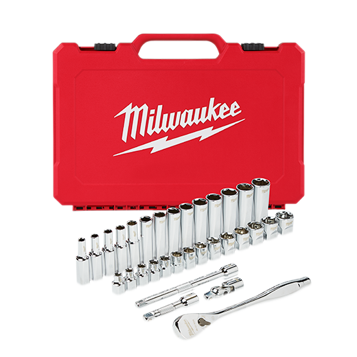 Milwaukee 48-22-9508 3/8" Drive 32 Piece Ratchet & Socket Set - Metric - Image 1
