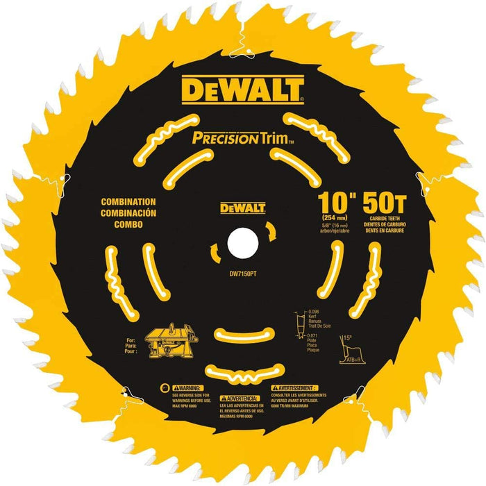 DeWalt DW7150PT 10" 50 Tooth Combination Saw Blade - Image 1