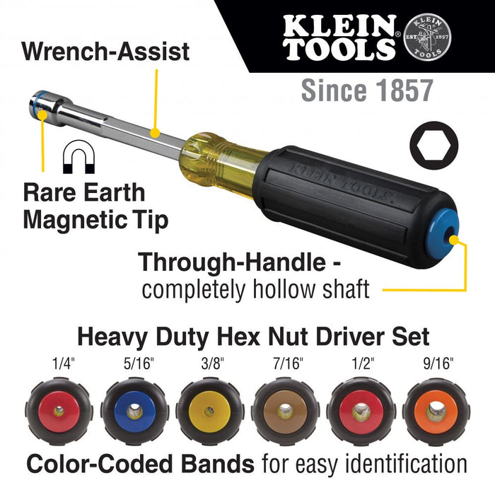 Klein 635-6 6-Piece Heavy Duty Magnetic Nut Driver Set - Image 2