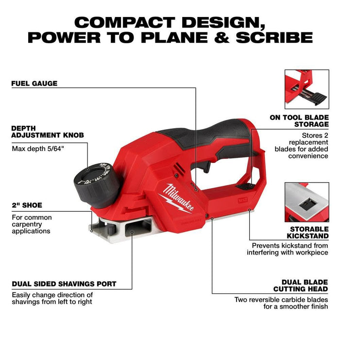 Milwaukee 2524-20 M12 Cordless 2" Planer (Tool Only) - Image 2