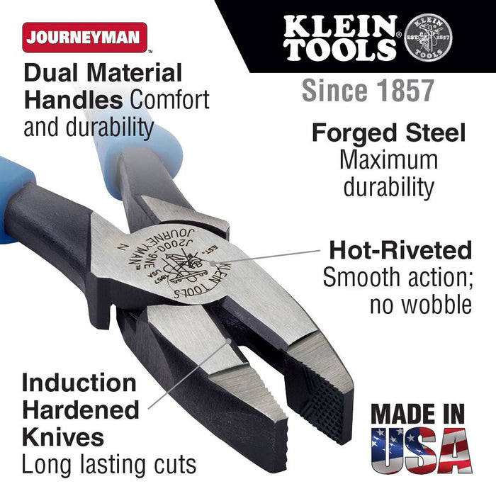 Klein J2000-9NE 9" Lineman's Pliers with Journeyman Handle - Image 3