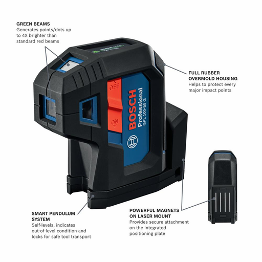 Bosch GPL-100-50G Green-Beam Five-Point Self-Leveling Alignment Laser - Image 2